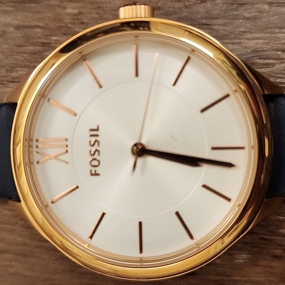 Fossil Bq3300 Suitor Three-hand Rose Gold & Navy 36mm Unisex - Picture 9 of 11